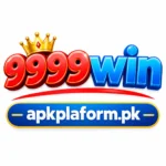 9999win logo with apkplaform.pk website name in a blue and gold promotional design